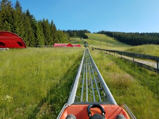 Sommerrodeln im Schwarzwald - Rodelbahn nach oben auf den Berg
