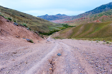 Ile-Alatau National Park, Gravel road through Assy Plateau, Almaty, Kazakhstan, Central Asia