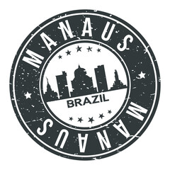 Manaus Brazil Round Stamp Icon Skyline City Design Badge Rubber.