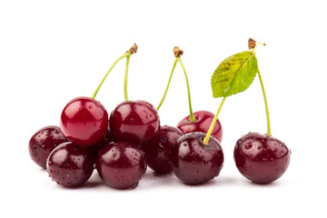 Сherry berries isolated on white background. With clipping path.