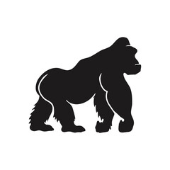 Fototapeta na wymiar Gorilla vector logo. Chimp black silhouette icon. Illustration of big ape.