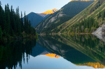 Kolsay lake at early morning, Tien Shan Mountains, Kazakhstan