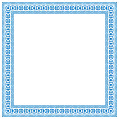 Photo frame with a blue Scandinavian pattern on a white background.