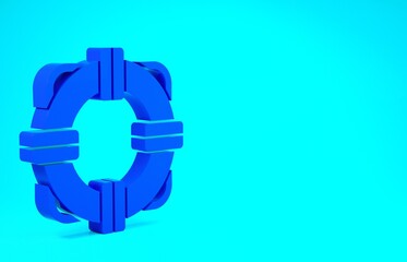 Blue Lifebuoy icon isolated on blue background. Lifebelt symbol. Minimalism concept. 3d illustration 3D render.