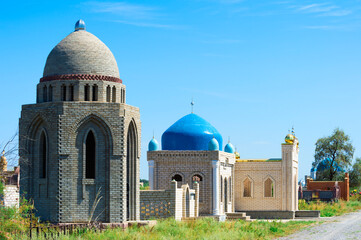 Fototapeta na wymiar Muslim cemetery, Sati village, Tien Shan Mountains, Kazakhstan