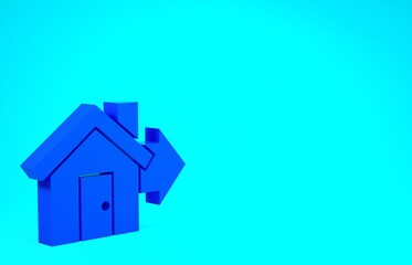 Blue Sale house icon isolated on blue background. Buy house concept. Home loan concept, rent, buying a property. Minimalism concept. 3d illustration 3D render.