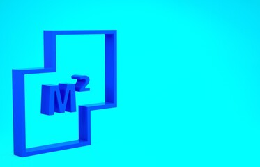 Blue House plan icon isolated on blue background. Minimalism concept. 3d illustration 3D render.