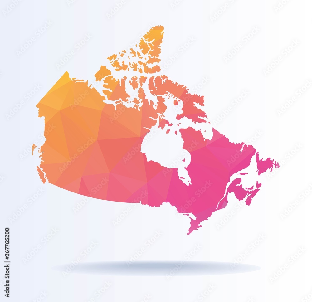 Sticker low poly map of canada