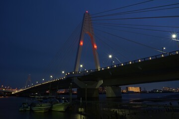 Fototapeta na wymiar 多摩川大師橋夜景　