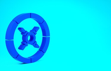 Blue Safe icon isolated on blue background. The door safe a bank vault with a combination lock. Reliable Data Protection. Minimalism concept. 3d illustration 3D render.