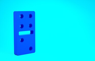 Blue Domino icon isolated on blue background. Minimalism concept. 3d illustration 3D render.