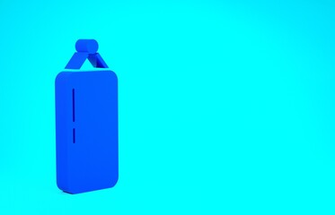 Blue Punching bag icon isolated on blue background. Minimalism concept. 3d illustration 3D render.