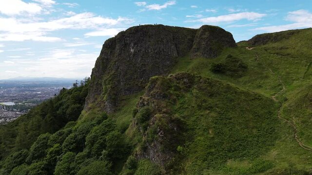 Aerial view of Napoleon's Nose at the top of Cavehill, Northern Ireland