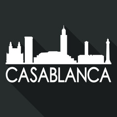 Casablanca Flat Icon Skyline Silhouette Design City Vector Art Famous Buildings.