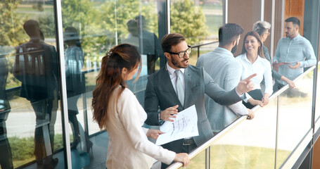 Business people talking nad brainstorming in break outdoor