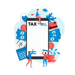 Tax payment vector illustration concept. Filling tax form.