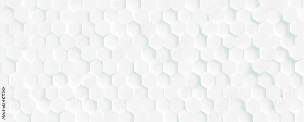 Fototapete 3d futuristic honeycomb mosaic white background. realistic geometric mesh cells texture. abstract wh