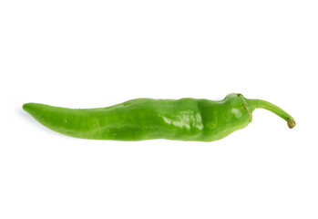 pod of green hot pepper isolated on white background