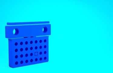 Fototapeta premium Blue Calendar icon isolated on blue background. Event reminder symbol. Minimalism concept. 3d illustration 3D render.