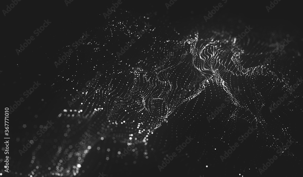 Poster abstract polygonal space low poly dark background with connecting dots and lines.