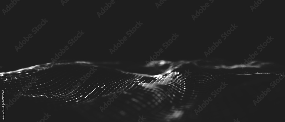 Poster abstract polygonal space low poly dark background with connecting dots and lines.