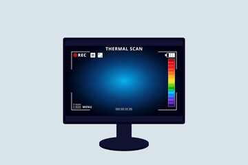 Illustration vector graphic of thermal Image Scanning monitor. Electromagnetic spectrum. infrared color. infrared color scale. 