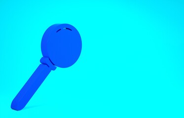 Blue Push pin icon isolated on blue background. Thumbtacks sign. Minimalism concept. 3d illustration 3D render.