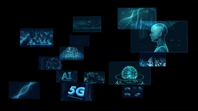 Digital Network Technology AI 5G data communication concepts background.