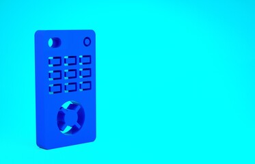 Blue Remote control icon isolated on blue background. Minimalism concept. 3d illustration 3D render.