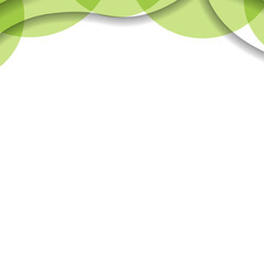 Abstract background with colorful paper cut shapes. Design for poster, banner, card. White and green abstract round illustration. 3D paper images with a subtle blend of bright colors. Copy space.