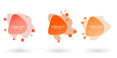 Fluid frame isolated on white background. Set of abstract liquid shapes, colorful elements, gradient waves with geometric lines, dynamical forms. Vector flat design for banners, flyers.