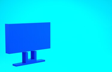 Blue Smart Tv icon isolated on blue background. Television sign. Minimalism concept. 3d illustration 3D render.