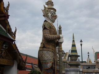 Giant statues, churches and pagodas at Wat Phra Kaew