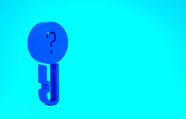 Blue Undefined key icon isolated on blue background. Minimalism concept. 3d illustration 3D render.