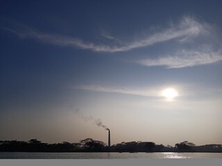 sunset over the river