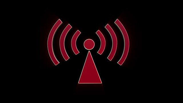 Non-ionizing Radiation Danger Symbols Animation, Rendering, with Alpha Matte, Loop, 4k
