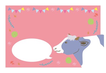 年賀状　2021　イラスト　牛　丑年　