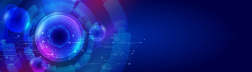 Wide Abstract modern futuristic, technology background. Hi tech digital communication. Circuit board technology background. Electronic motherboard.