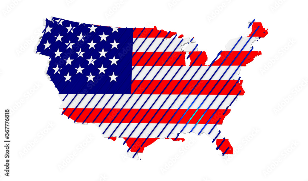 Wall mural america map flag nation us stars and stripes