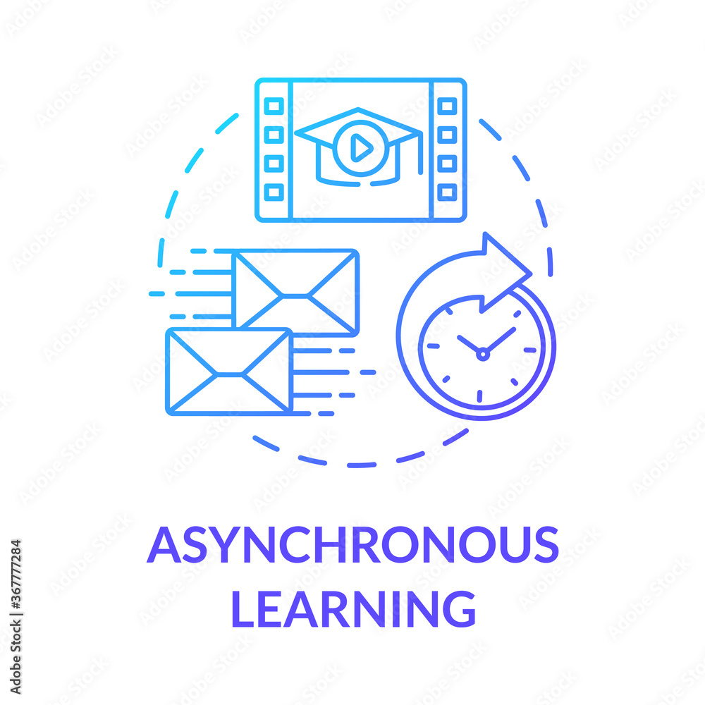 Poster asynchronous learning concept icon. remote learning environment. flexible education. distance and co