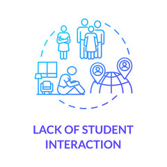 Fototapeta premium Lack of student interaction concept icon. Socialization difficulties. Online education disadvantages. Social climate idea thin line illustration. Vector isolated outline RGB color drawing
