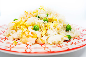 Cantonese fried basmati rice with ham and eggs