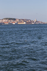 View of the historic waterfront of Lisbon from the Tejo river