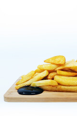 Golden French fries potatoes ready to be eaten