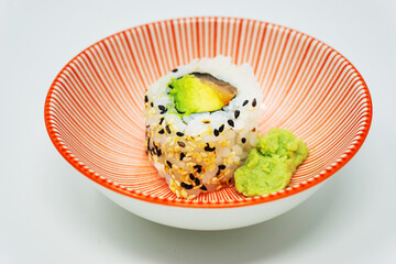 Japanese food Sushi Roll Maki of Salmon and avocado