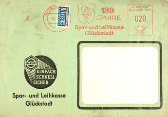 umschlag envelope vintage retro old alt gestempelt used stamps briefmarken post letter  grün green...