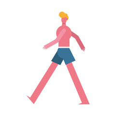 young man wearing swimsuit walking character