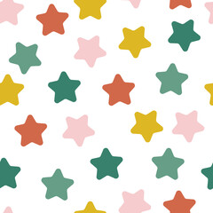 Baby star colorful vector seamless pattern 