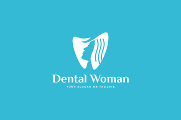 Dental Woman logo design vector template
