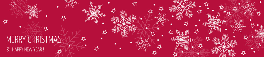 Naklejka na ściany i meble Extra wide Christmas banner. New Year's illustration. Snowflakes.